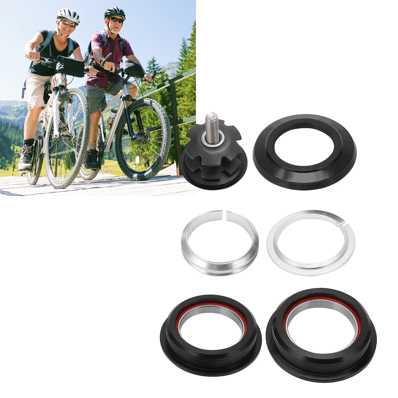 Alomejor 44mm Mountain Bike Headset Bearing Set - Double Sealed Bearings for Smooth Cycling - Compatible with Most MTB Bottom Brackets - Perfect for Trail Riding and Mountain Biking Adventures