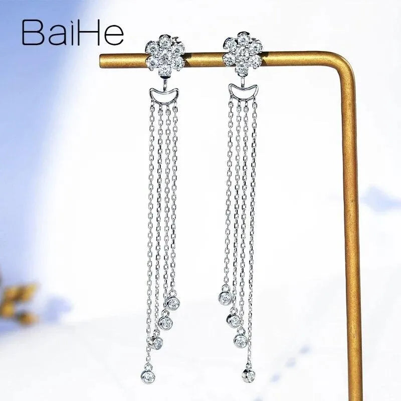 18K White Gold 0.98ct Natural Diamond Flower Stud Earrings for Women - H/SI Quality, Elegant Engagement Jewelry, Perfect for Weddings, Anniversaries & Special Occasions