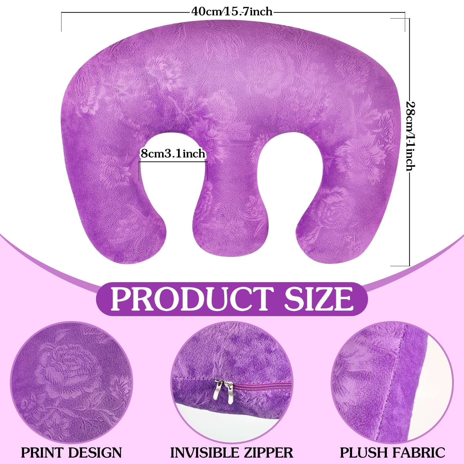 Premium Wesiti Breast Pillow for Massage Tables - Soft Salon Bolster with Removable Purple Cover (15.7