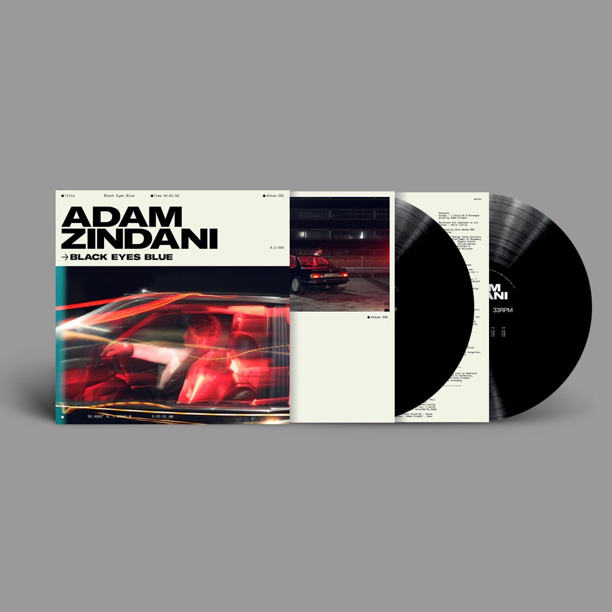 Adam Zindani LP - Black Eyes Blue Vinyl Record | Limited Edition Rock Album for Collectors & Music Lovers - Perfect for Home Listening, Gifts & Vinyl Collections