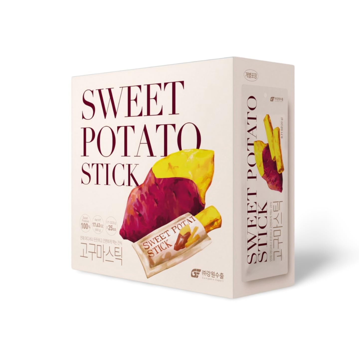 Organic Vegan Sweet Potato Sticks - 100% Natural Korean Dried Sweet Potato Snacks, No Added Sugar, Gluten Free, Non-GMO, Individually Wrapped (25 Pack) - Healthy Plant-Based Treats for Office, School & Travel Snacking