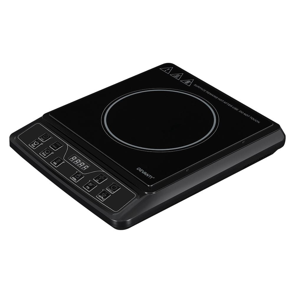 Devanti Portable Electric Induction Cooktop - 1800W Ceramic Hot Plate for Fast Cooking | Perfect for Dorms, Apartments, RVs & Outdoor Use