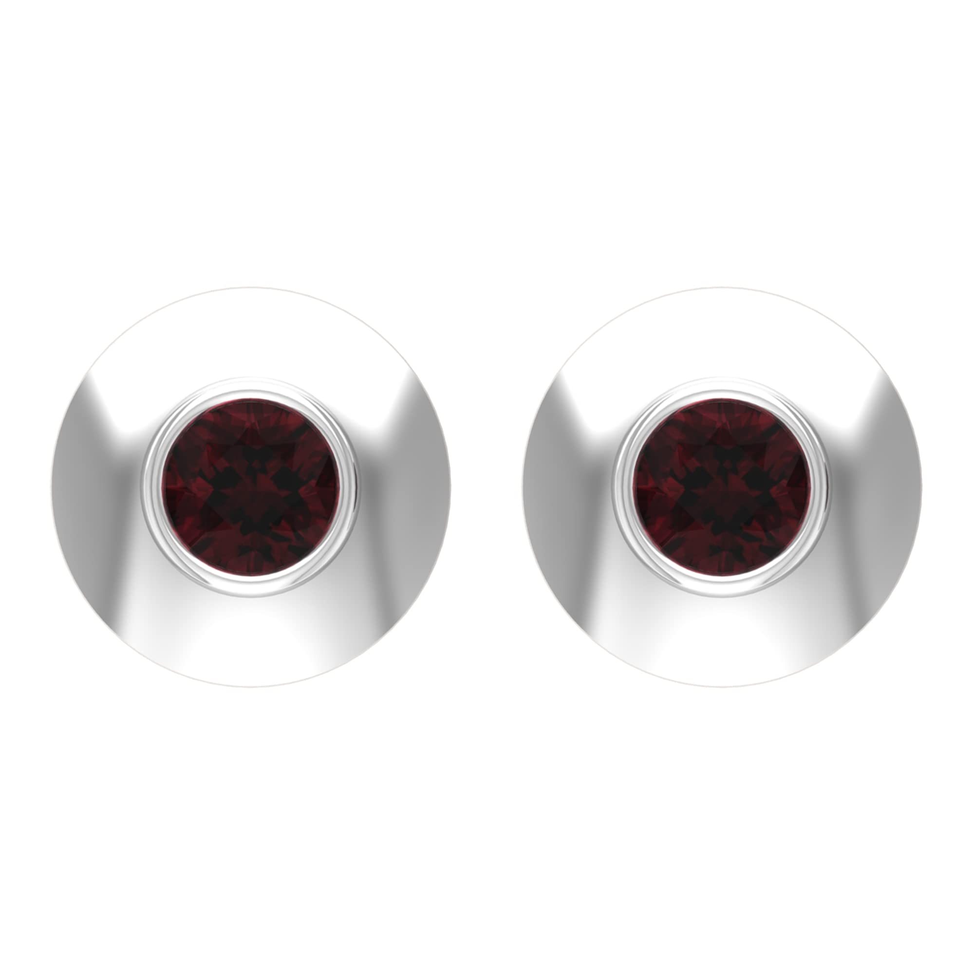 1/4 CT Garnet Solitaire Stud Earrings for Women - 14K Solid Gold Bezel Set January Birthstone Earrings - Perfect for Gifts, Weddings & Everyday Wear