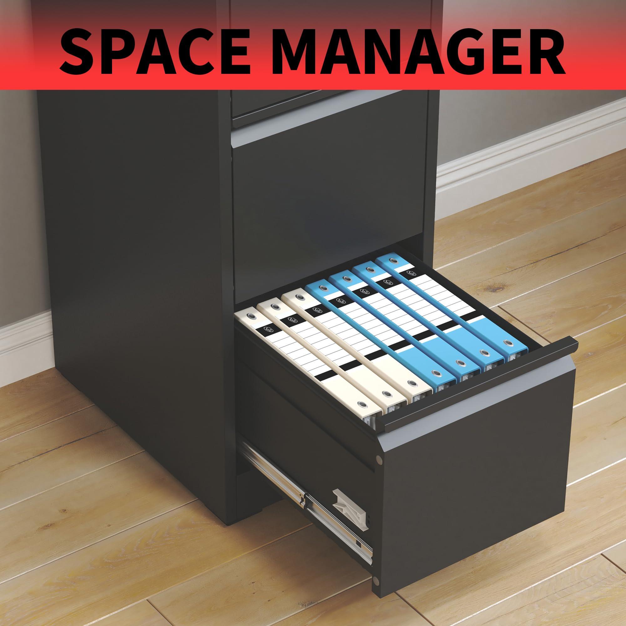 2 Drawer Locking Vertical File Cabinet for Home Office - Secure Storage for A4, Legal & Letter Hanging Files (Black, Assembly Required) - Perfect for Organizing Documents in Small Spaces & Home Offices