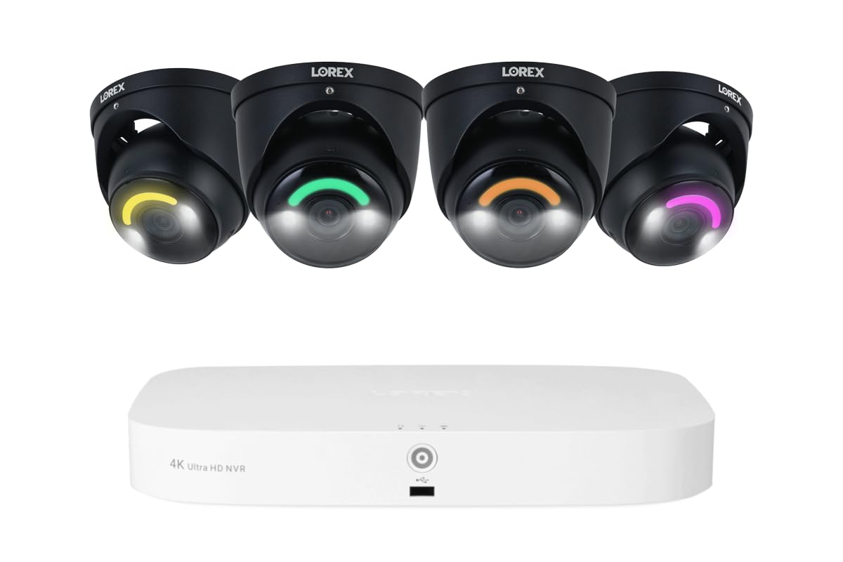 Lorex Fusion 4K 16-Channel PoE NVR Security System with 8 Wired & 8 Wi-Fi Camera Support - Includes 4 Dome IP Cameras, 2TB HDD, Smart Motion Detection, Color Night Vision, Active Deterrence, IP67 Weatherproof - Ideal for Home & Business Surveillance (Black)