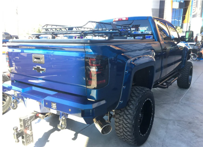 GMC Sierra Dually 3500 2015-2019 OEM Replacement Dark Red Smoked OLED Tail Lights - Upgrade Your Truck's Style & Visibility for Night Driving & Towing