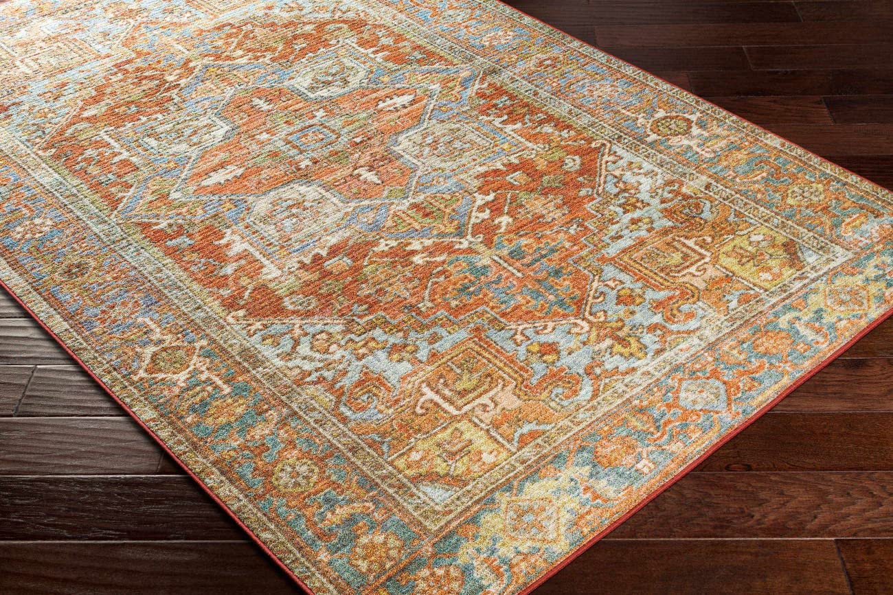 Mark&Day Washable Runner Rug 3x7 - Traditional Burnt Orange & Beige Area Carpet for Hallway, Kitchen, Bedroom, Living Room | Machine Washable, Non-Slip Backing (2'7