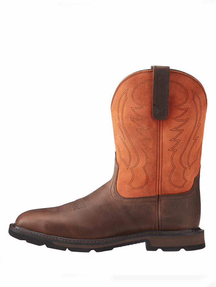 Ariat Men's Groundbreaker Steel Toe Work Boots - Brown Ember - Durable Safety Boots for Construction, Warehouse & Outdoor Work