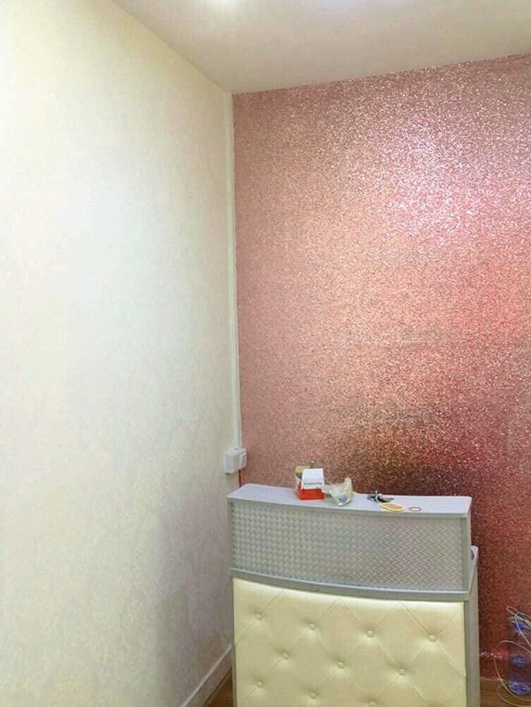 Self-Adhesive Rose Gold Chunky Glitter Wallpaper - Sparkle Peel & Stick Wallpaper for Walls, Bedroom, Living Room, DIY Home Decor (17.4in x 16.4ft, Metallic Rose Gold)