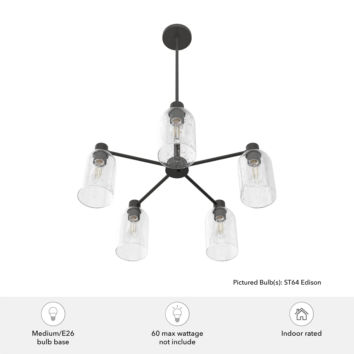 Hunter Fan Company 19199 Lochemeade 5-Light Chandelier in Noble Bronze Finish - Elegant Ceiling Lighting Fixture for Dining Room, Bedroom or Living Room