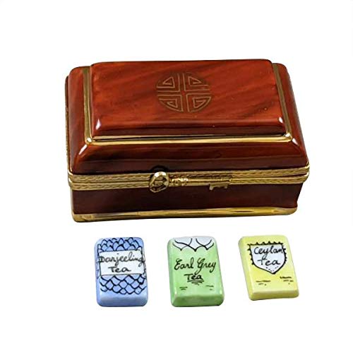 Rochard Limoges Porcelain Tea Box with 3 Removable Tea Bags - Elegant Tea Storage & Gift for Tea Lovers