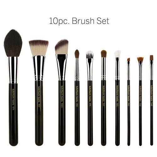 Maestro The Key Essential 10-Piece Professional Makeup Brush Set with Roll-Up Pouch - Perfect for Travel, Home Makeup Application & Professional Artists