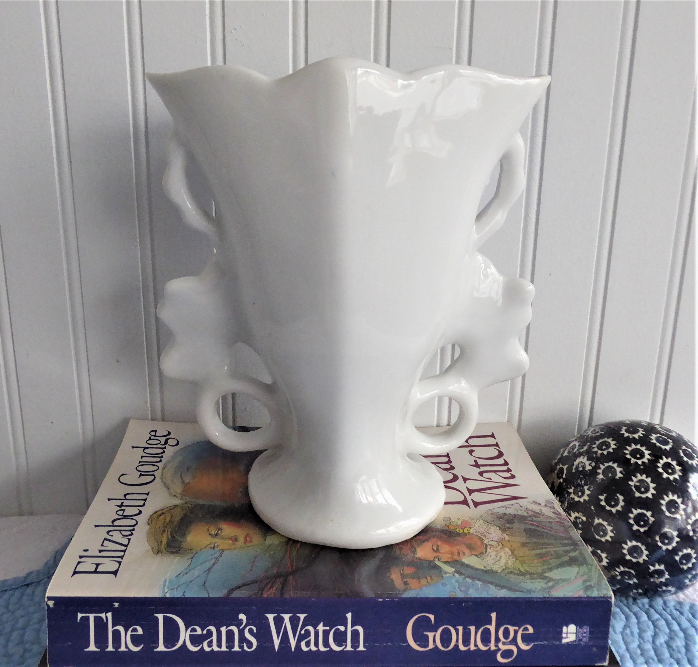 Antique Victorian Portrait Spill Vase - 1880s German Flatback Mantel Vase with Elegant Lady in Hat - Perfect for Fireplace Decor & Victorian Home Accents