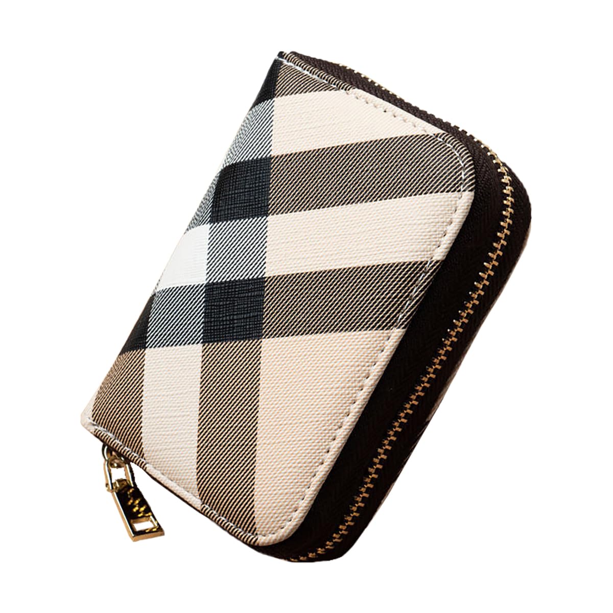 SYGA Fashion Women's Zipper Card Holder - Slim RFID Blocking Credit Card Wallet for Men & Women - Multi-Pocket ID & Driver's License Organizer (Cream) | Perfect for Travel, Shopping & Everyday Use
