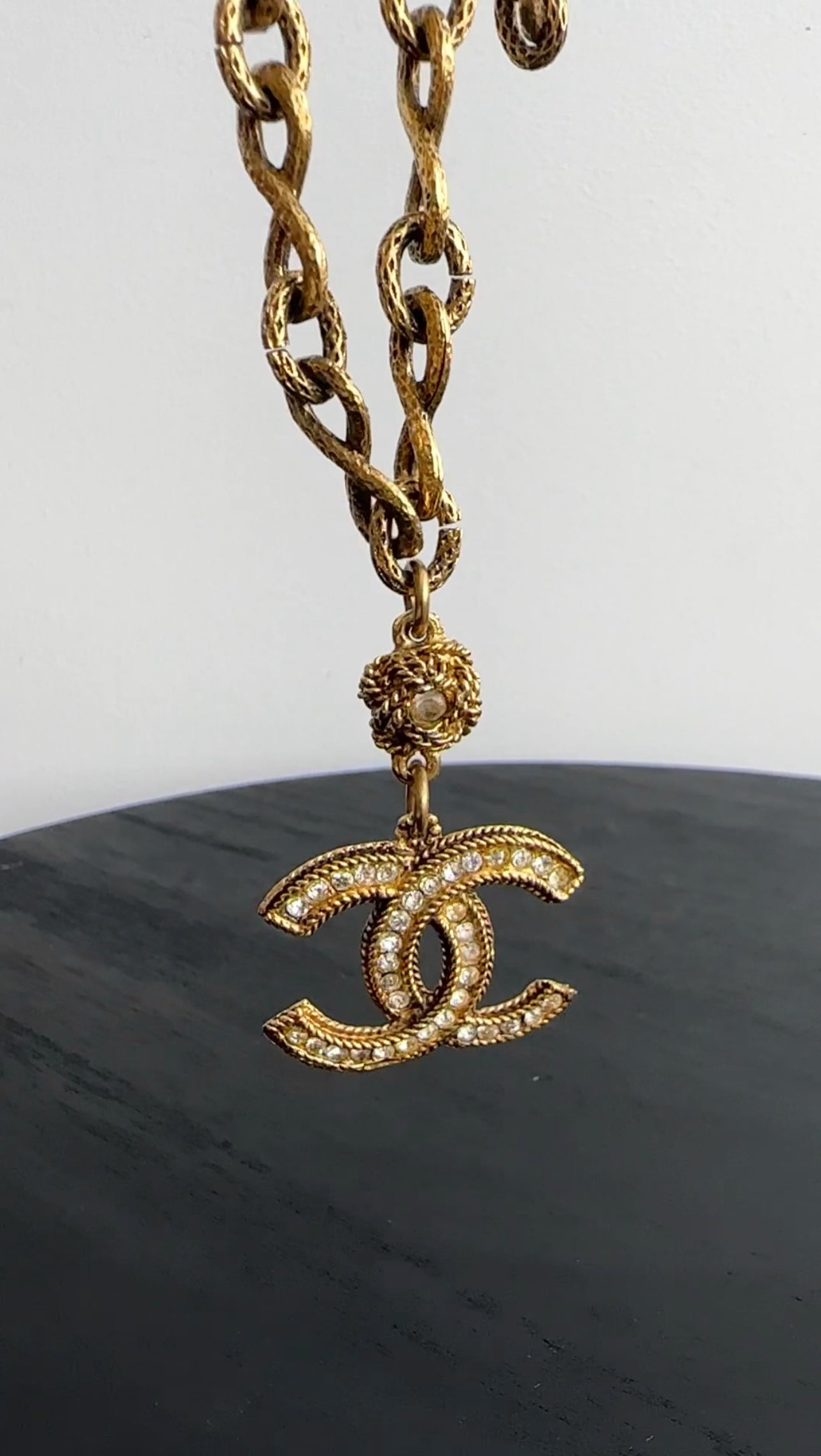 Vintage Chanel Crystal CC Logo Long Chain Necklace for Women - Elegant Layered Pendant Jewelry for Party, Wedding & Evening Wear