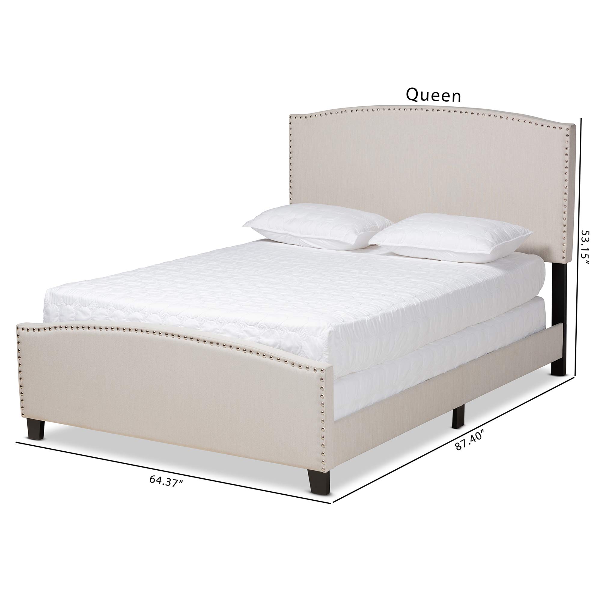 Baxton Studio King Size Panel Bed Frame - Beige & Black Upholstered Platform Bed for Modern Bedrooms | Perfect for Master Bedroom, Guest Room & Apartment