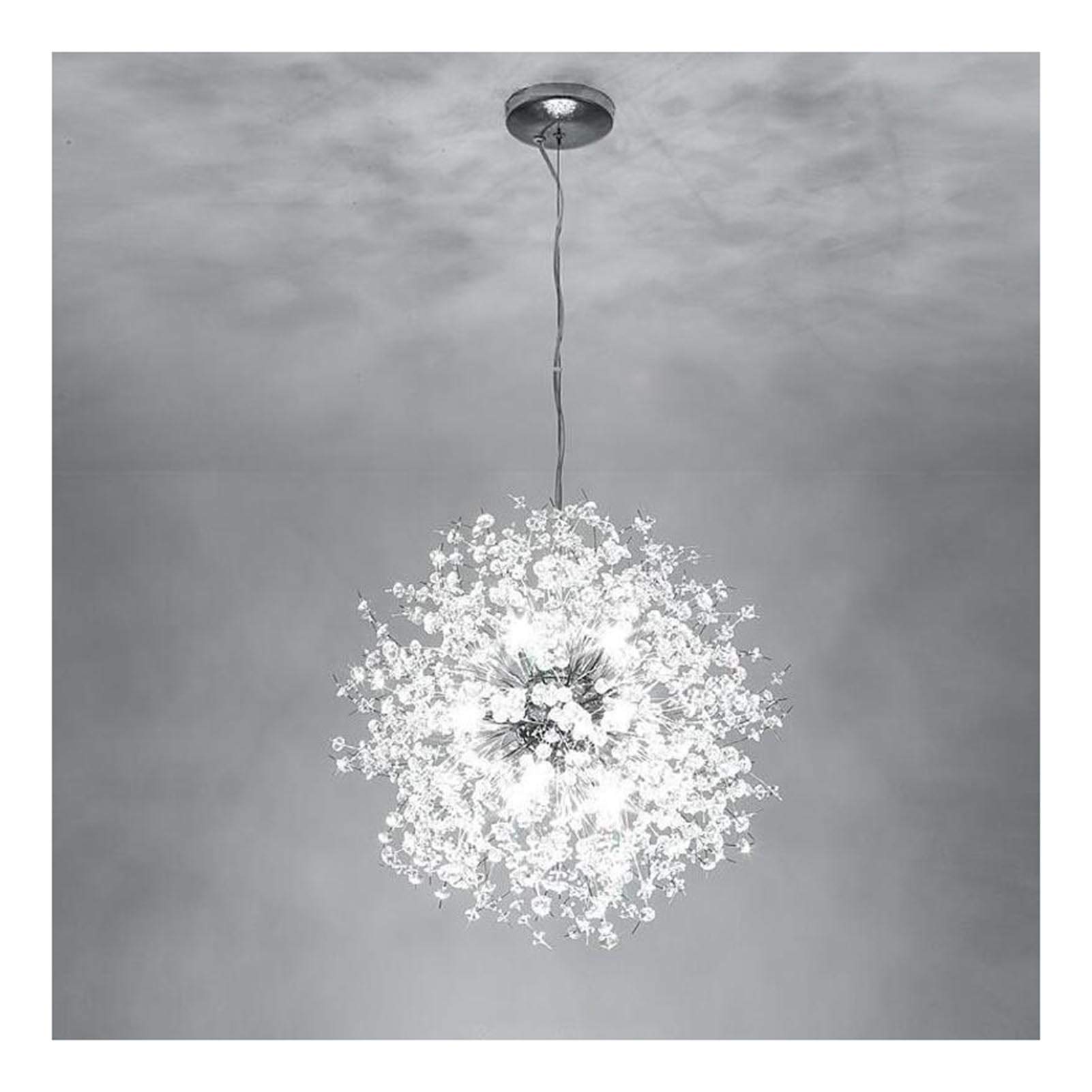 VELIHOME Dandelion Crystal Chandelier - Modern LED Ceiling Pendant Light with Creative Round Design for Dining Room, Bedroom, Kitchen Island & Living Room - Elegant Lighting for Home Decor & Interior Design