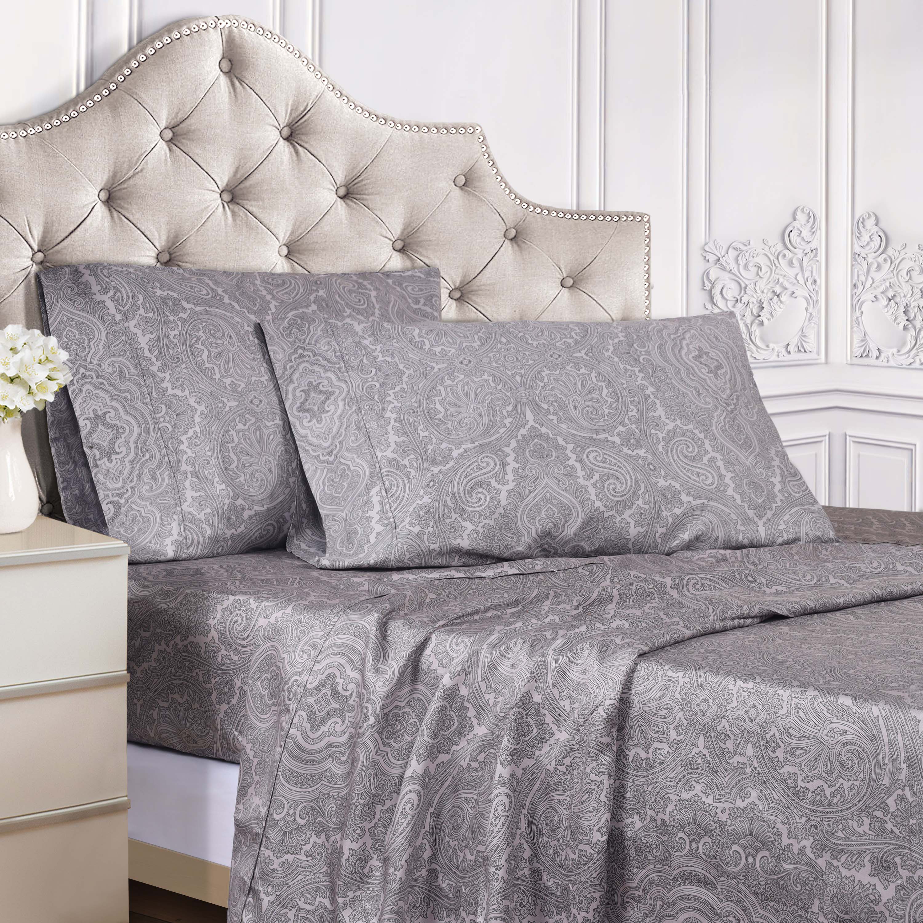 Italian Paisley 600 Thread Count Cotton Blend Deep Pocket Sheet Set - Ultra Soft Bedding for Queen & King Size Beds - Perfect for Luxury Hotels, Guest Rooms & Master Bedrooms