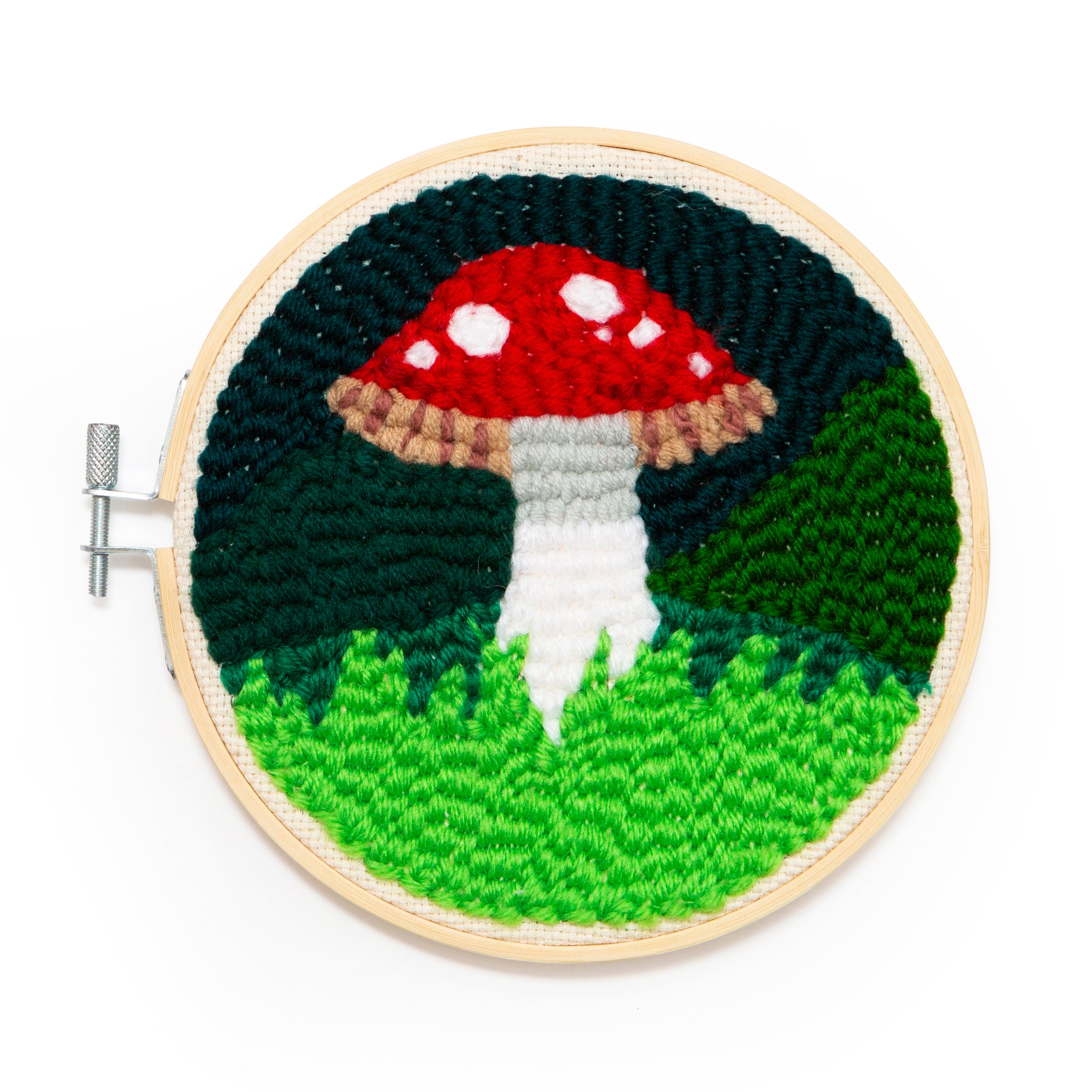 DIY Mushroom Punch Needle Kit for Beginners - Complete Embroidery Craft Set with Hoop, Yarn & Needles - Perfect for Home Decor, Wall Art & Stress Relief Gifts