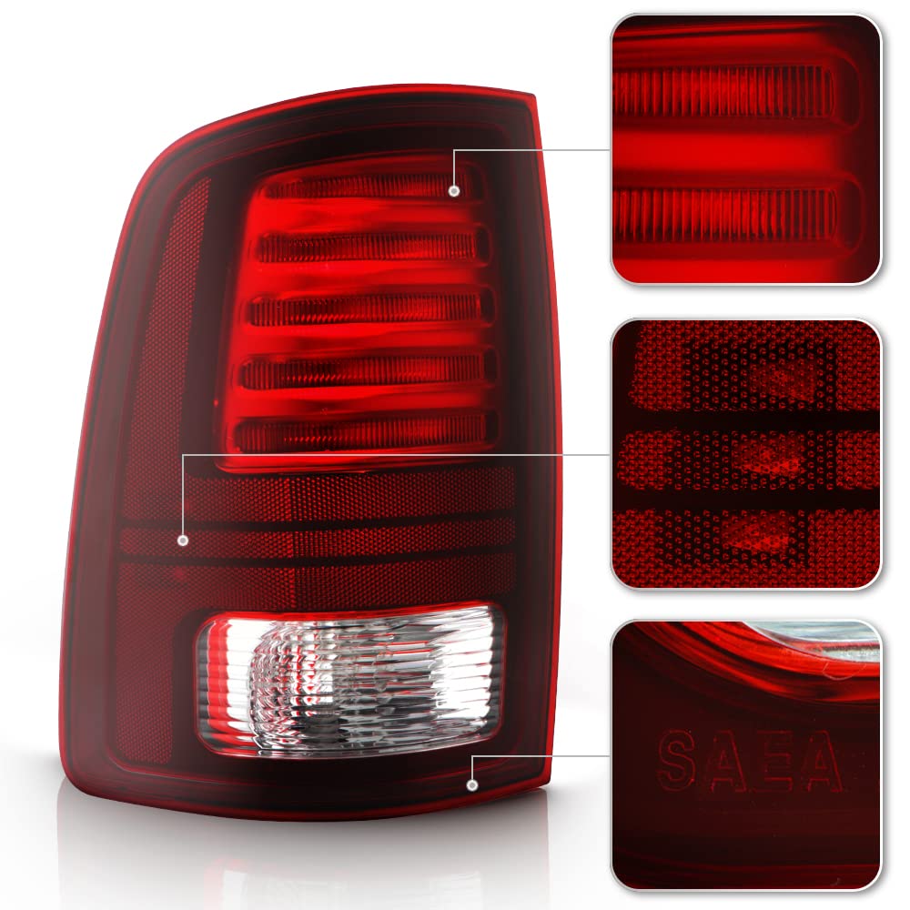 ACANII LED Tail Lights Brake Lamps - Compatible with 2013-2018 RAM 1500/2500/3500 (Factory Dark Red LED Model) - Left & Right Pair - Durable Replacement for Enhanced Visibility & Safety - Perfect for Off-Roading, Towing & Night Driving