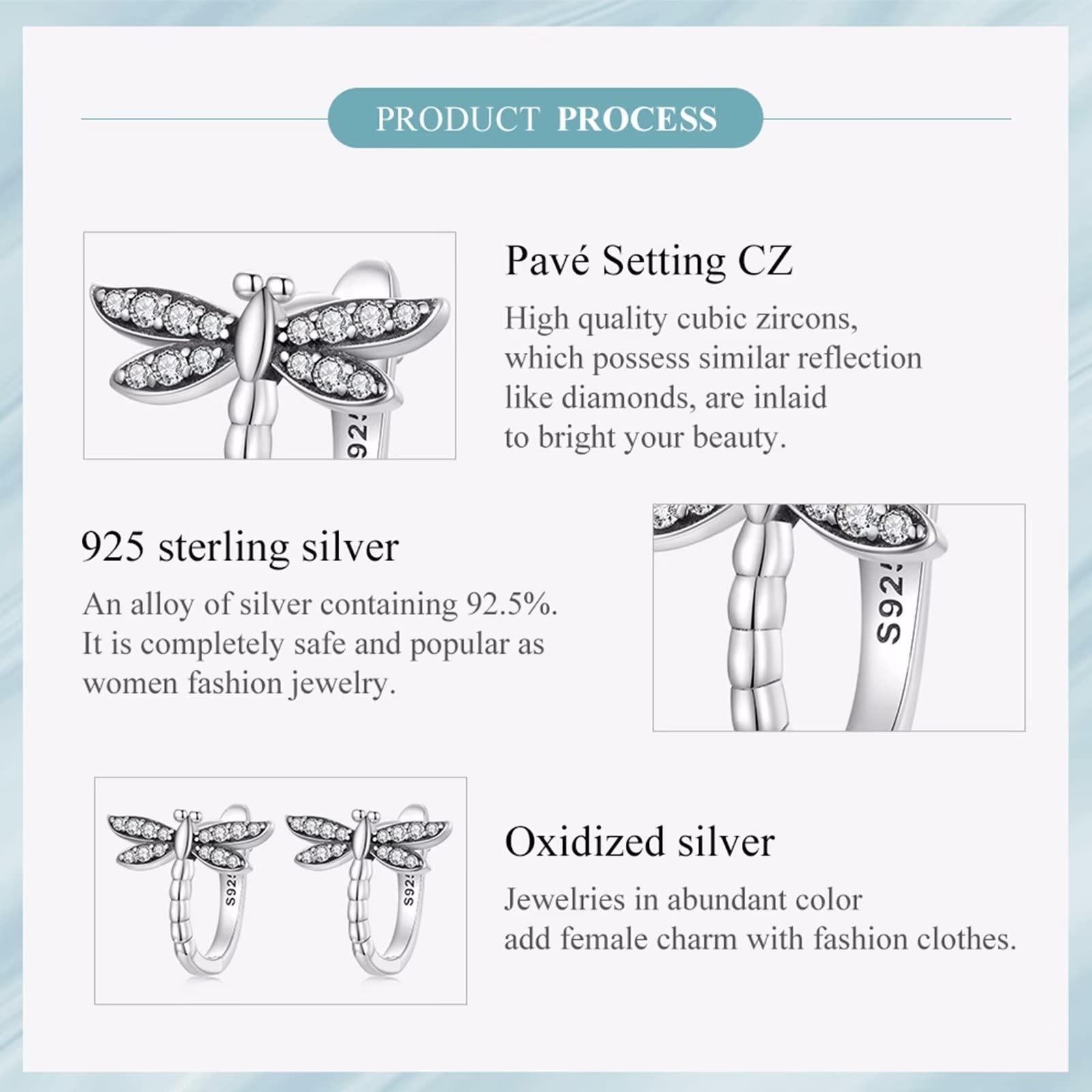 Dragonfly Small Hoop Earrings for Women - S925 Sterling Silver Hypoallergenic Huggie Earrings with Cute Animal & Cubic Zirconia - Perfect Jewelry Gifts for Daughter, Girls & Teens - Ideal for Everyday Wear, Parties & Special Occasions