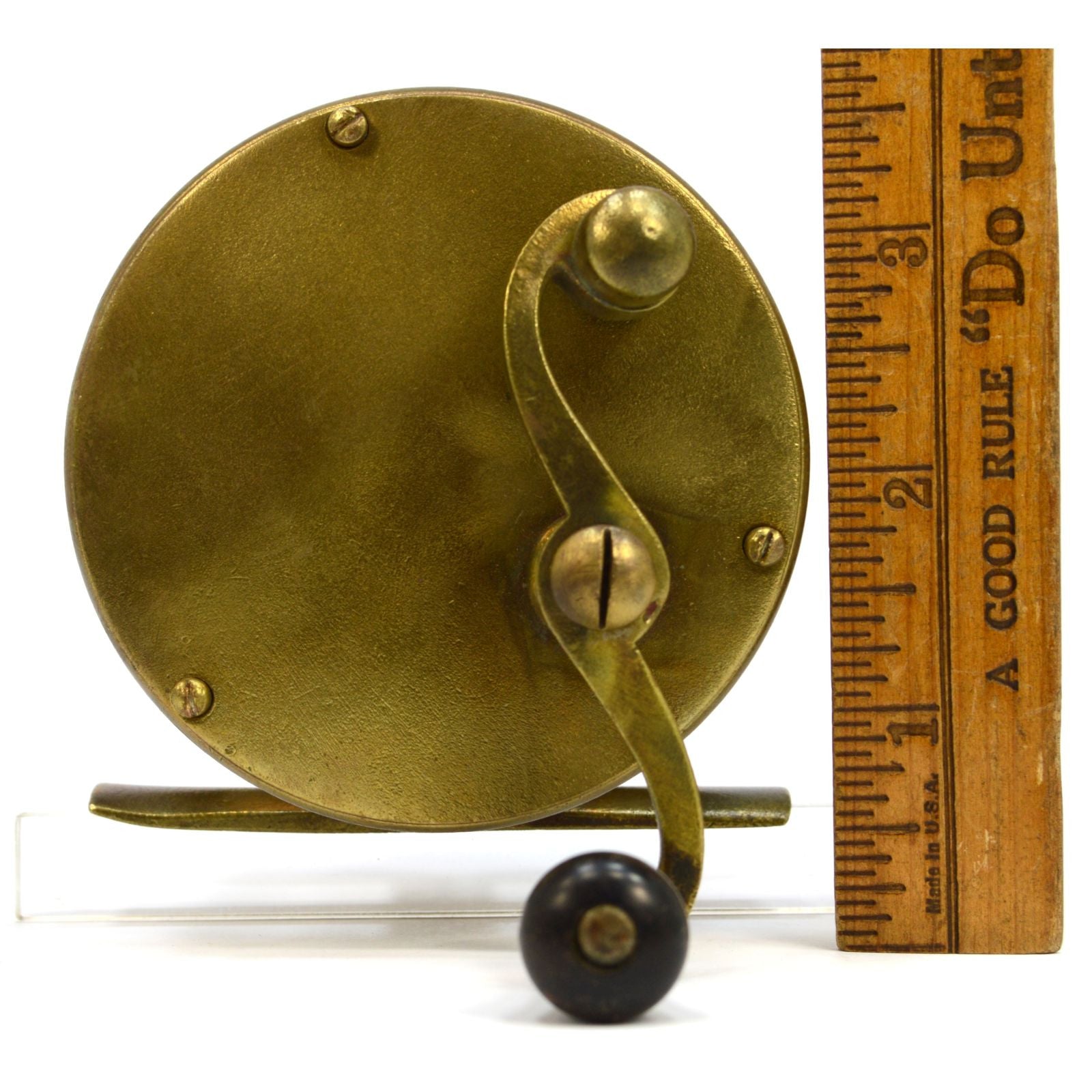 Vintage Antique Brass Fishing Reel 250 - Curved S Handle, Unknown Maker - Perfect for Collectors & Classic Fishing Enthusiasts