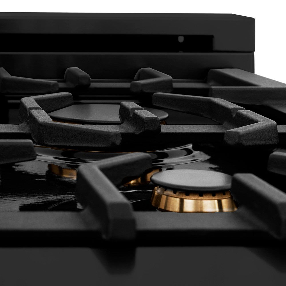 ZLINE 48-Inch 6.0 cu. ft. Dual Fuel Range with Gas Cooktop & 2 Electric Ovens - Black Stainless Steel with Brass Burners (RAB BR 48) | Professional Kitchen Appliance for Home Chefs & Cooking Enthusiasts