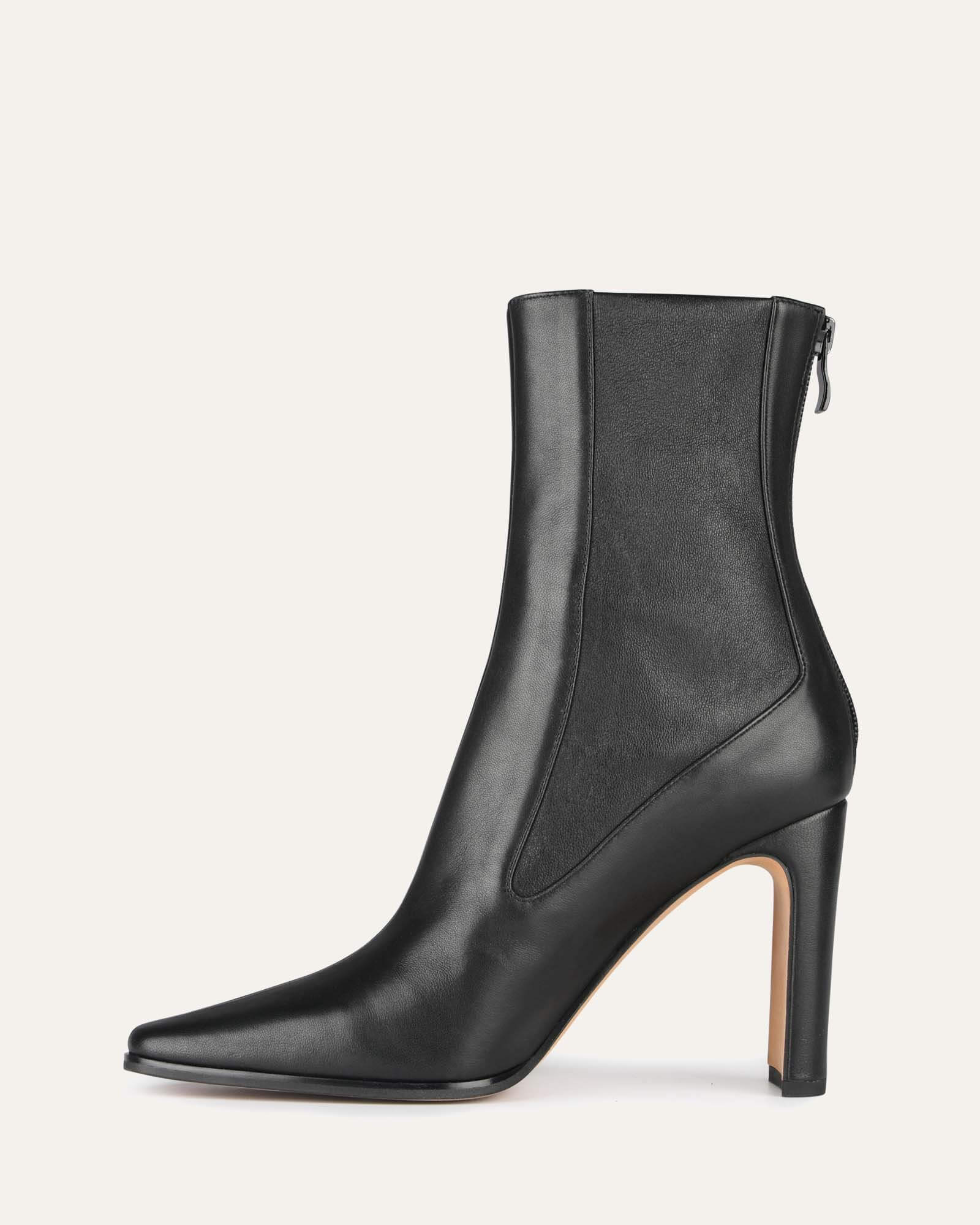 JUNE High Ankle Boots - Women's Black Leather Boots for Fall & Winter | Stylish & Comfortable for Casual Outfits, Work & Date Nights