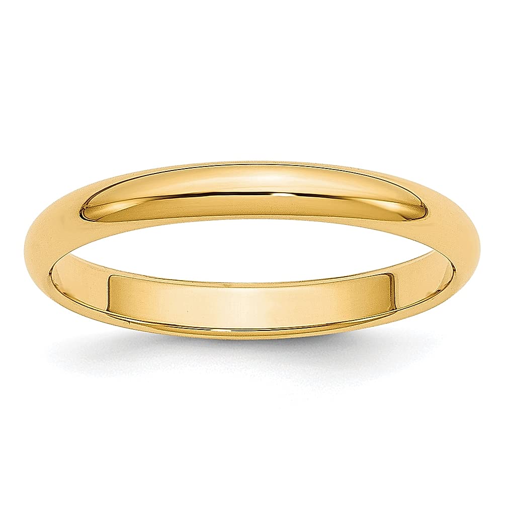 14K Yellow Gold 3mm Half Round Wedding Band Ring - Size 5.5 Classic Domed Men's Wedding Ring - Fine Jewelry Gift for Husband, Dad, Boyfriend - Perfect for Anniversaries, Engagements & Special Occasions