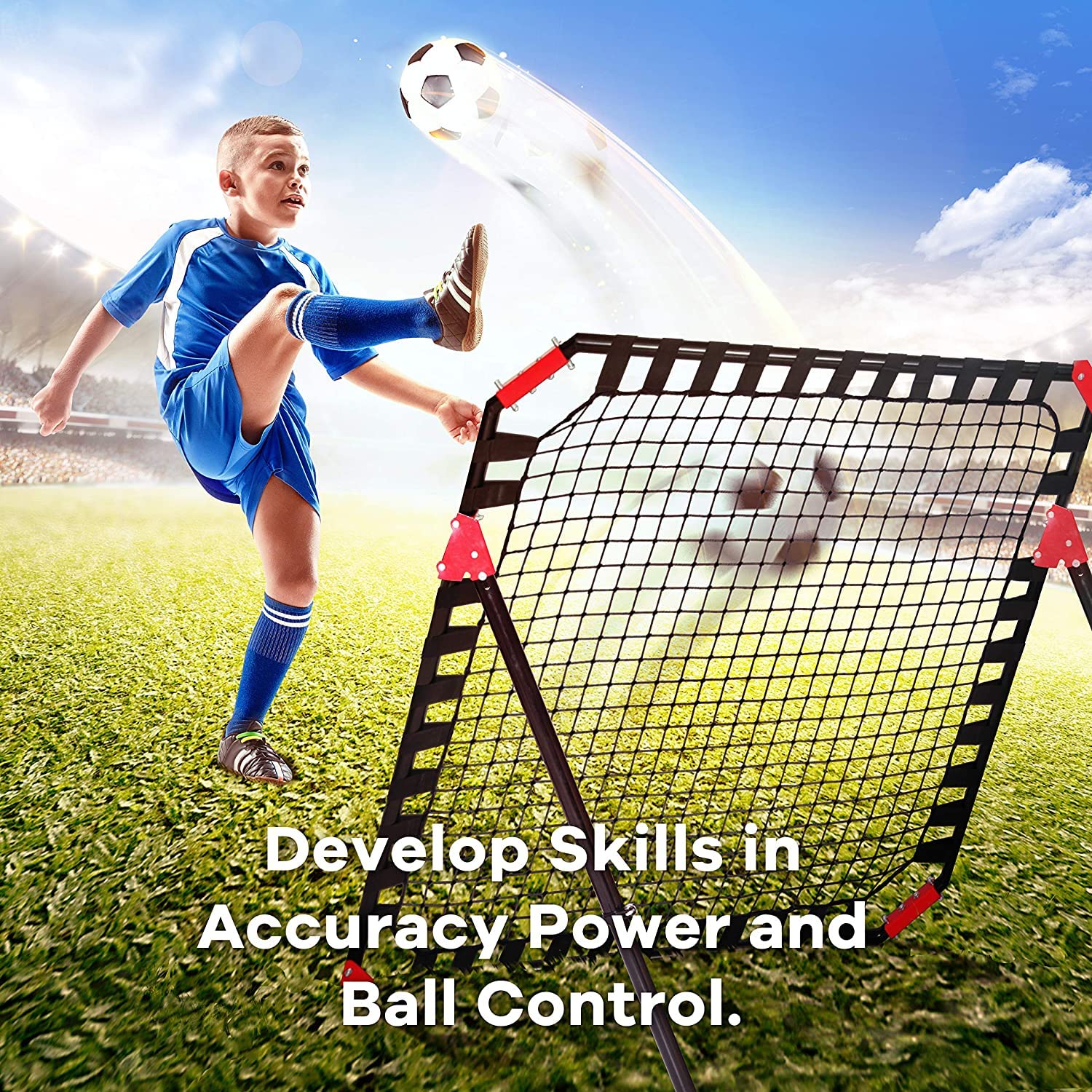 Best Soccer Rebounder Net - Heavy Duty Football Training Equipment for Passing & Shooting Practice - Perfect Gift for Soccer Players & Coaches - Ideal for Backyard, Field & Team Drills