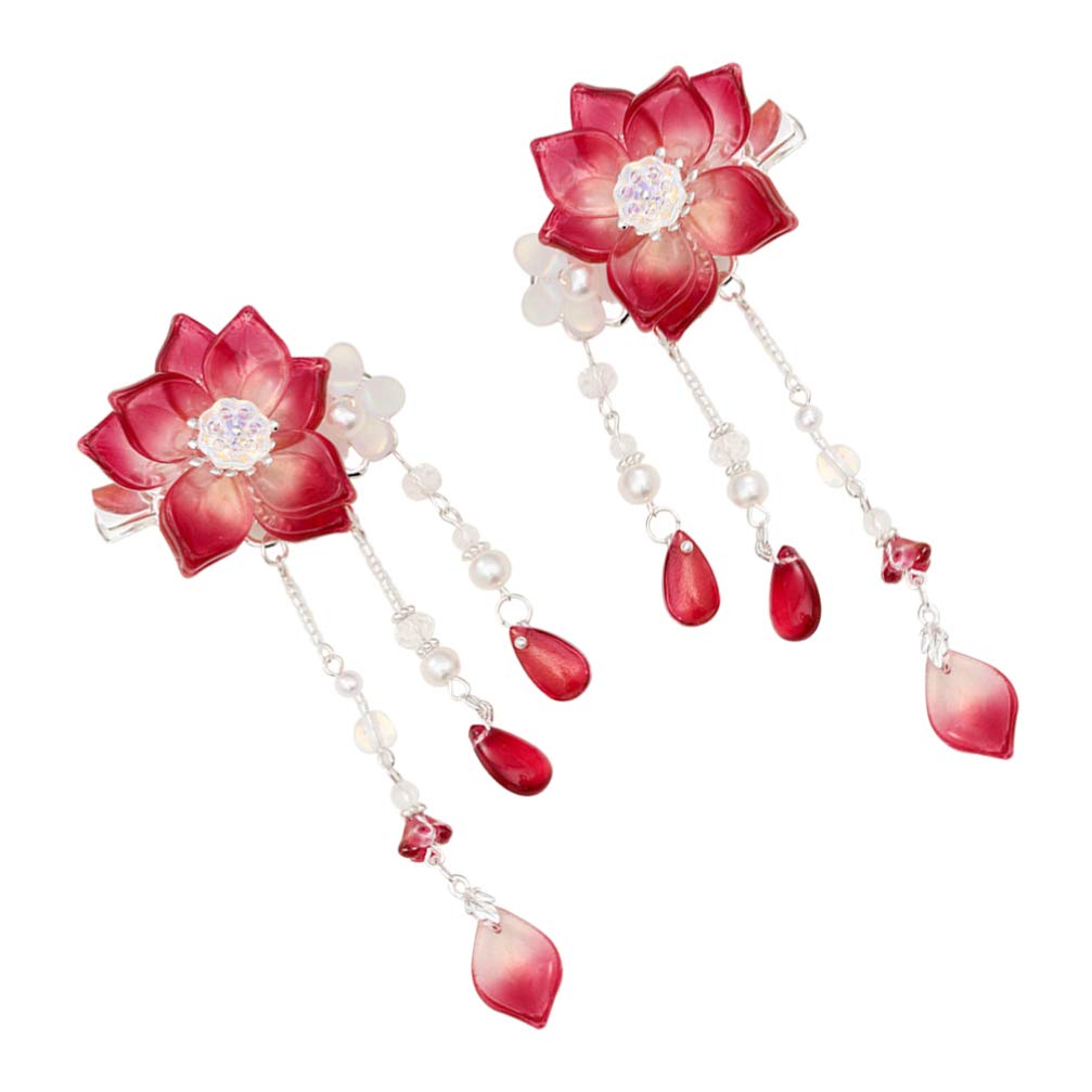 Beaupretty Flower Hair Clips for Hanfu & Tassel Hairpins - Wedding & Cosplay