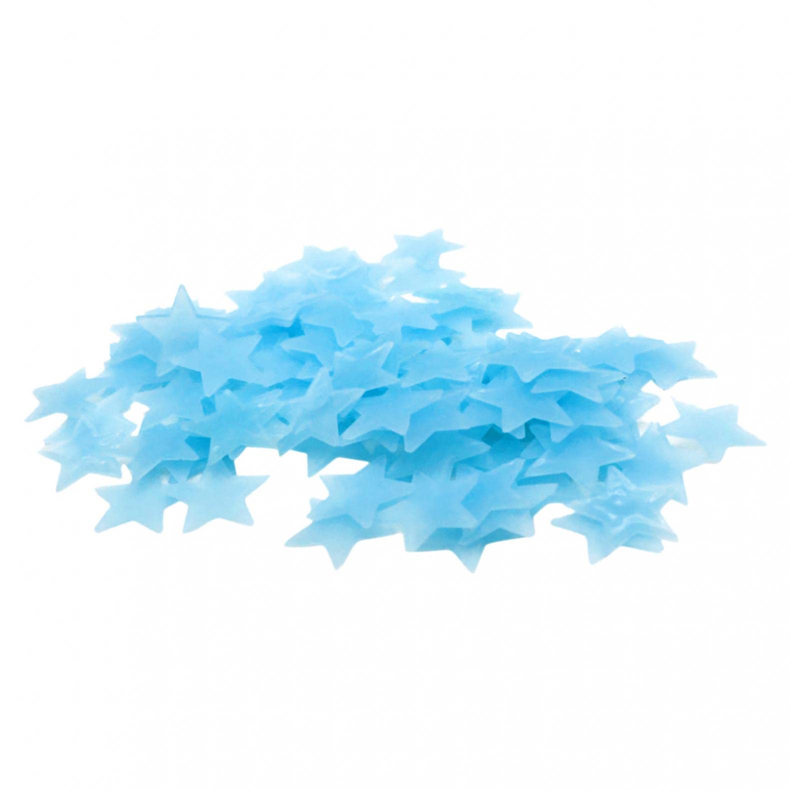 50 Pcs Glow in The Dark Stars Wall Stickers - Fluorescent Noctilucent Decals for Kids Bedroom & Home Decor - DIY Art Murals for Ceiling & Walls - Blue Luminous Stars for Night Light & Fun Room Decorations