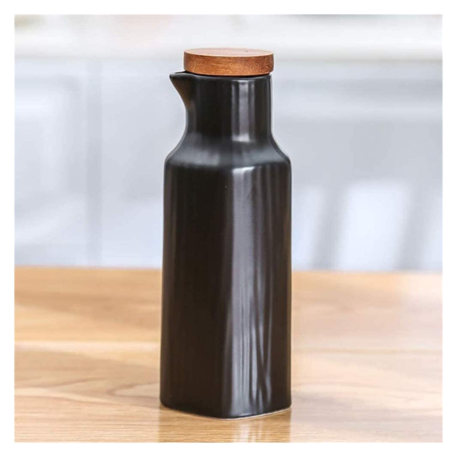 Premium Olive Oil Dispenser Bottle - Ceramic Marble Oil & Vinegar Cruet Set - Modern Tabletop Soy Sauce Dispenser for Kitchen & Dining (Black) - Perfect for Salad Dressing, Cooking & Gourmet Meal Presentation