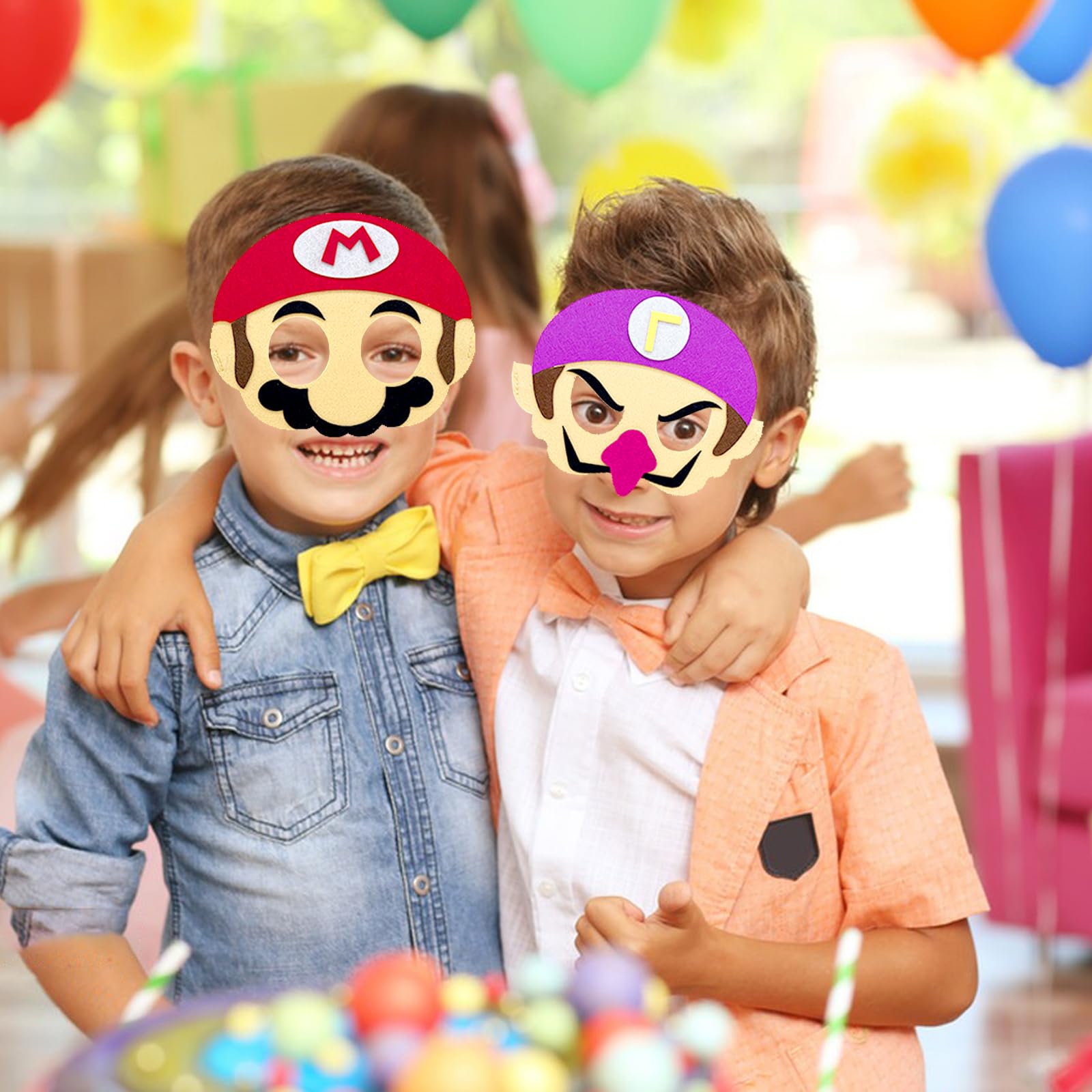 12Pcs Felt Masks for Kids Party Favors & Costume Games - Birthday Theme