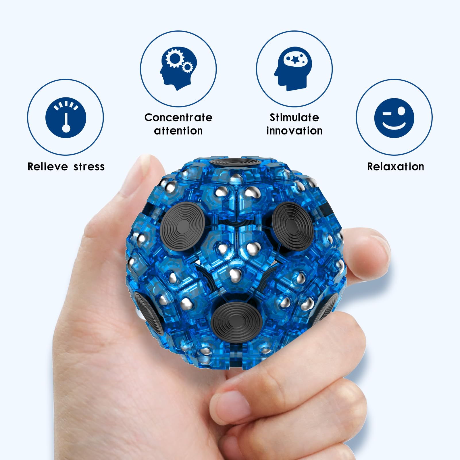 Sphere Magnetic Fidget Toys for Adults & Teens - Stress Relief Building Set with Rotating & Splicing Sensory Features | ADHD Focus Tool, Cool Office Desk Gadgets | Perfect Gift for Boys, Girls & Anxiety Relief (Home, Office, Classroom Use)