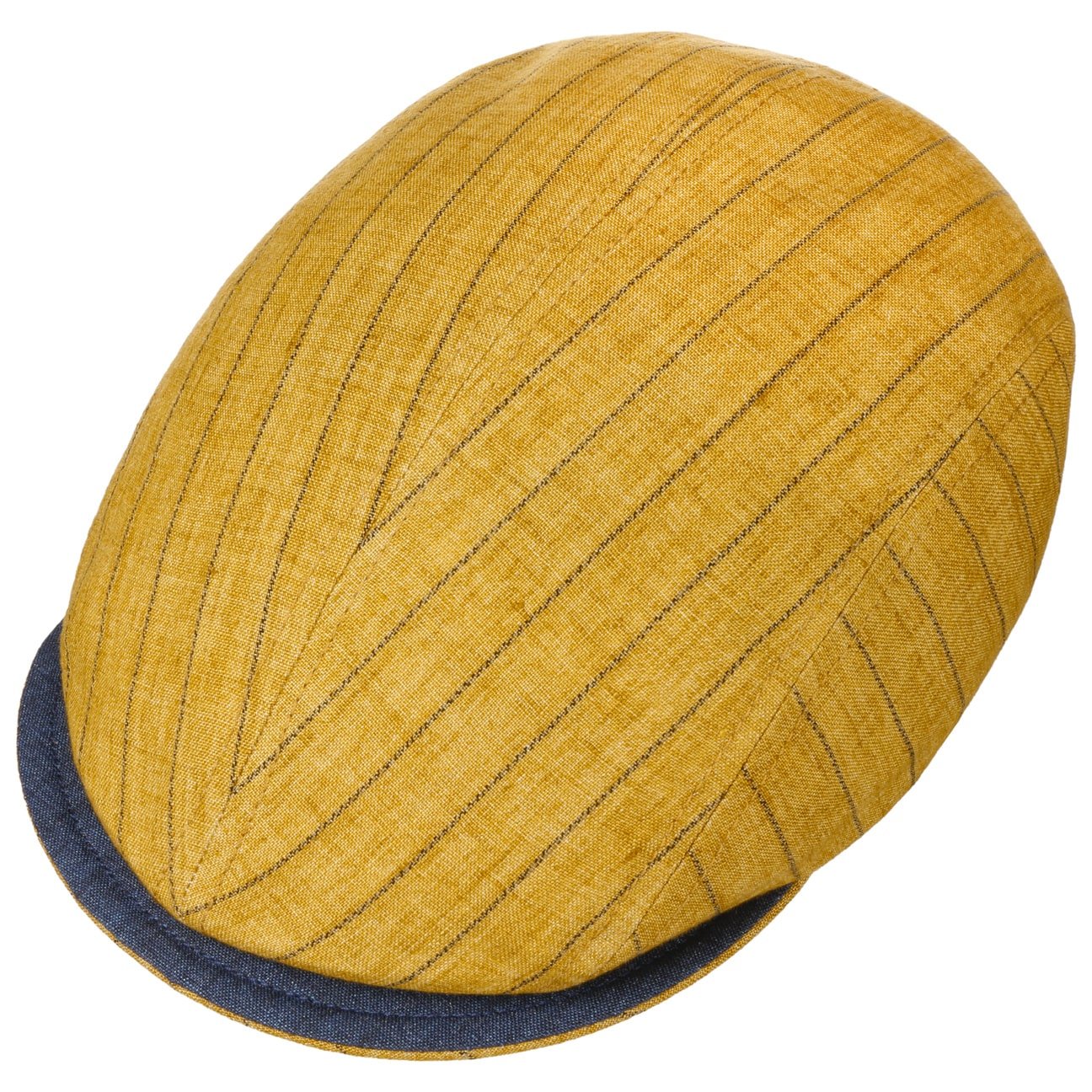 Alfonso D'Este Men's Linen Striped Flat Cap - Classic Summer Hat for Outdoor Activities, Travel & Casual Wear