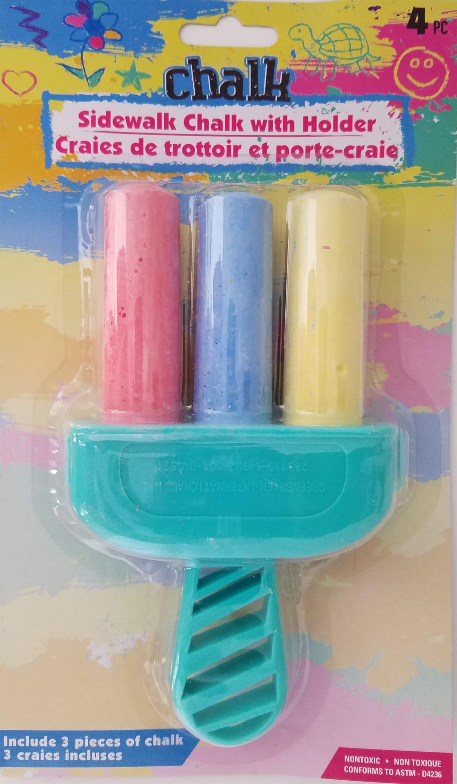 3 Piece Sidewalk Chalk Set - Non-Toxic, Vibrant Colors for Kids Outdoor Play - Perfect for Driveway Art, Hopscotch & Summer Activities