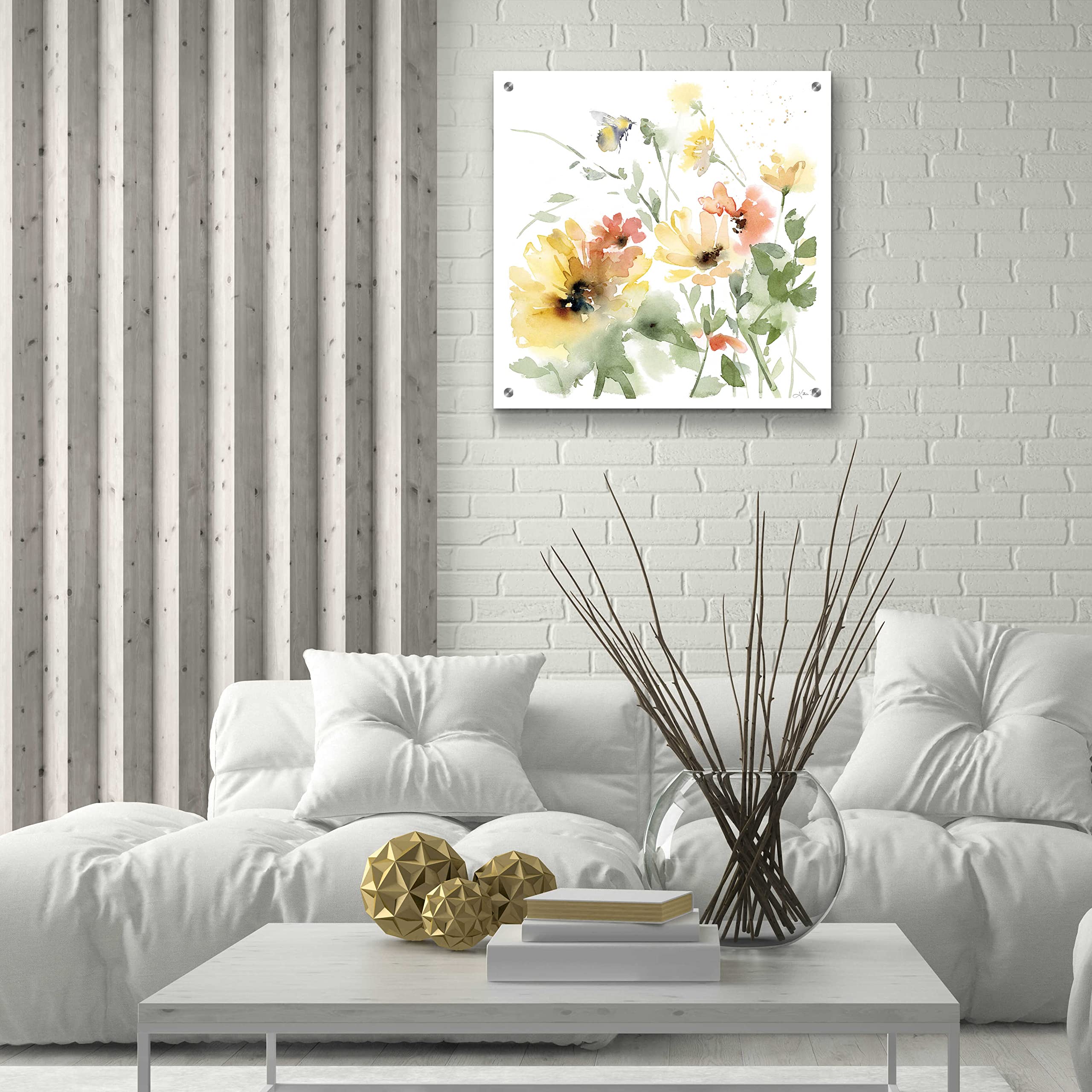 Epic Art 'Sunflower Meadow I' by Katrina Pete - 24x24 Inch Vibrant Acrylic Glass Wall Decor - Perfect for Living Room, Bedroom & Office Decorations