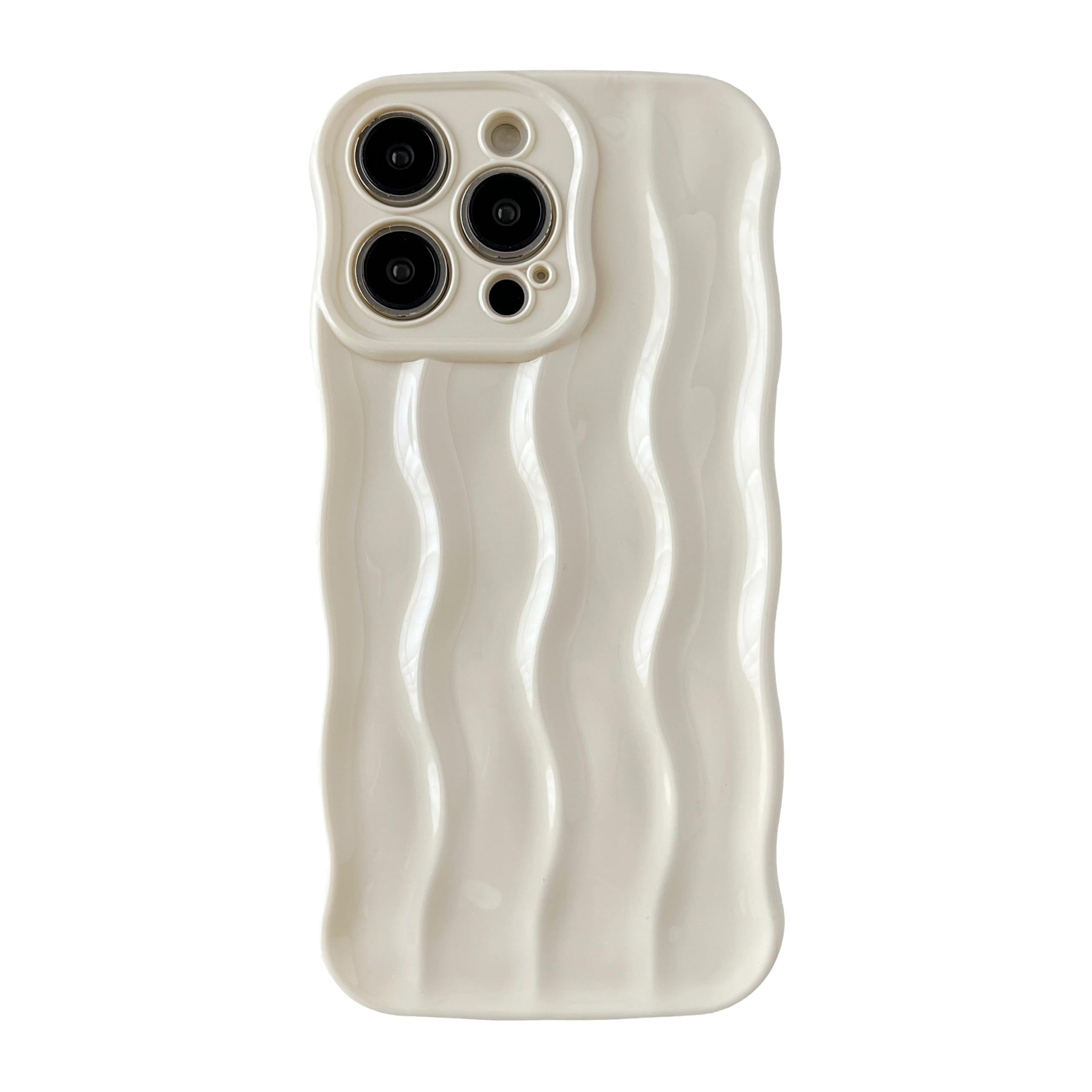 Caseative for iPhone 15 Pro Max Case - Water Ripple Pattern Curly Wave Frame Soft TPU Phone Cover (White) | Slim Protective Case for Everyday Use, Work & Travel