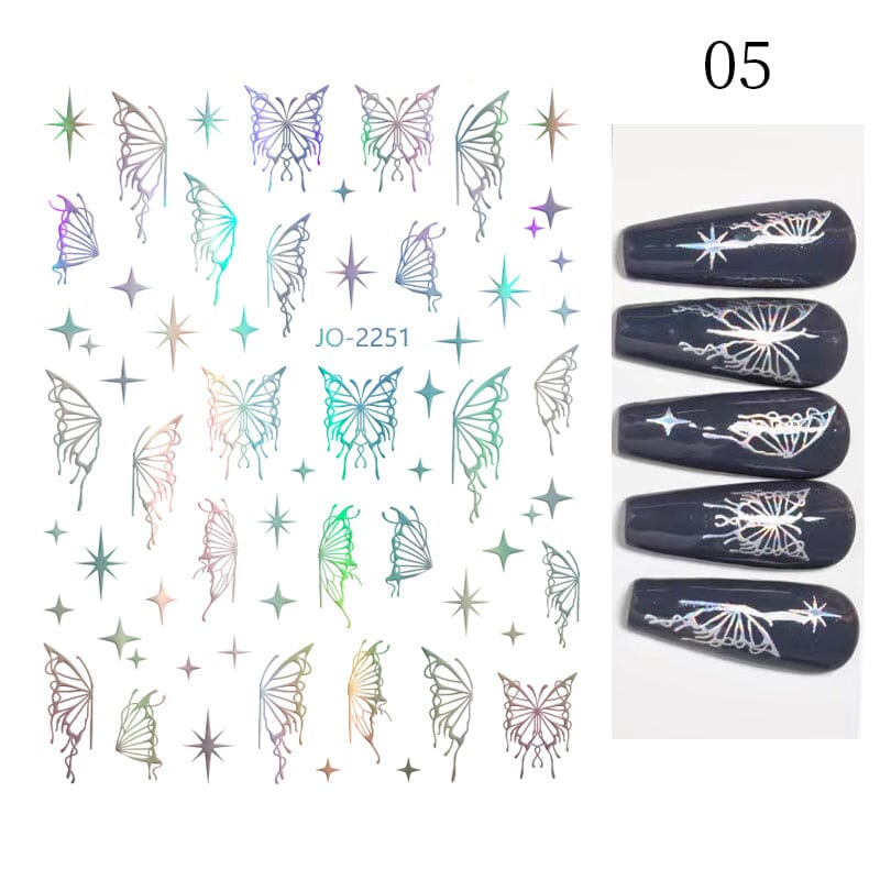 3D Hollow Butterfly Star Nail Stickers - Colorful JO 2251 #05 for DIY Nail Art, Party & Special Occasions