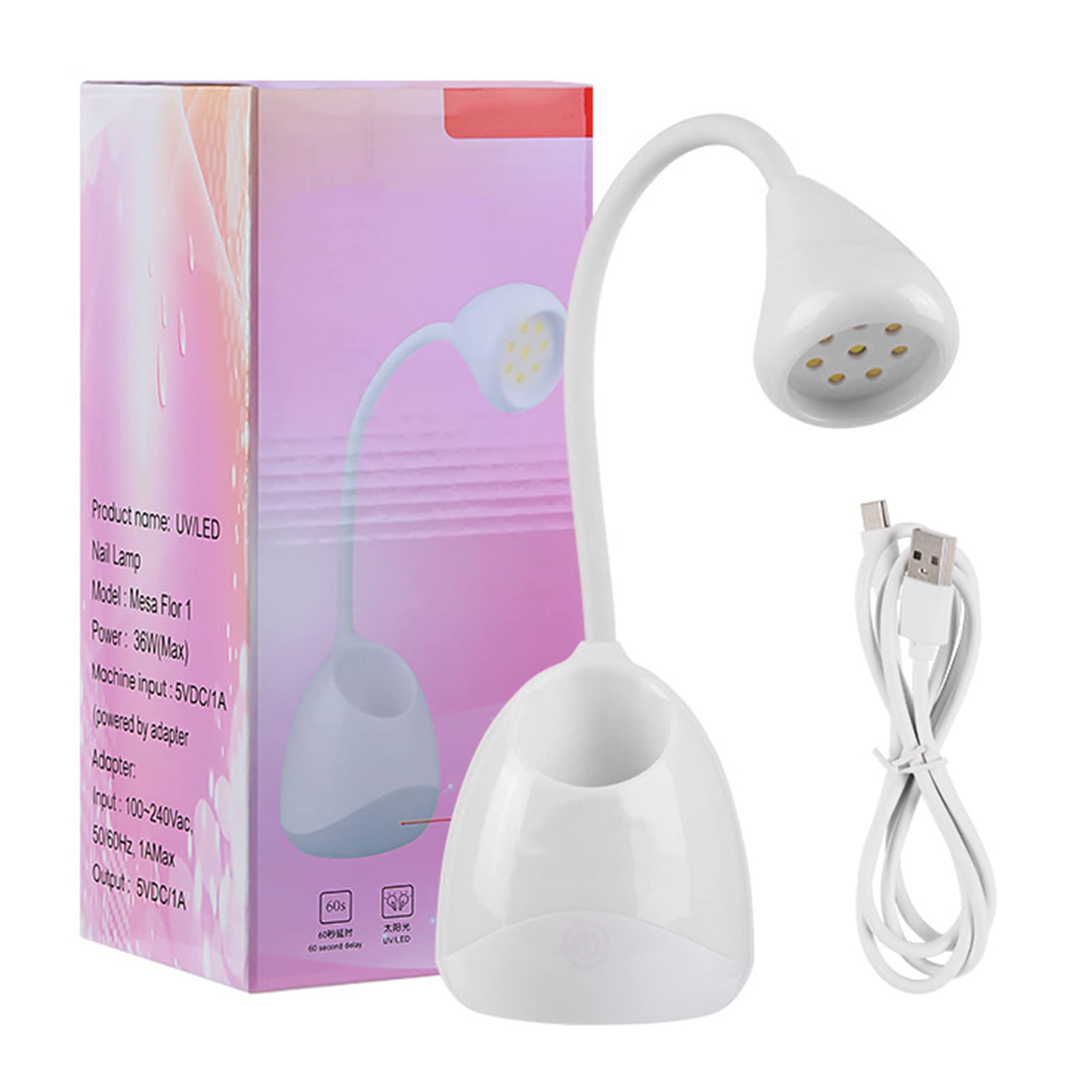 UBERSWEET® Professional Nail Dryer with Bendable Hose - Fast & Even Gel Nail Drying, Touch Switch for Home & Salon Use - Perfect for Manicures, Pedicures & Nail Art (White)