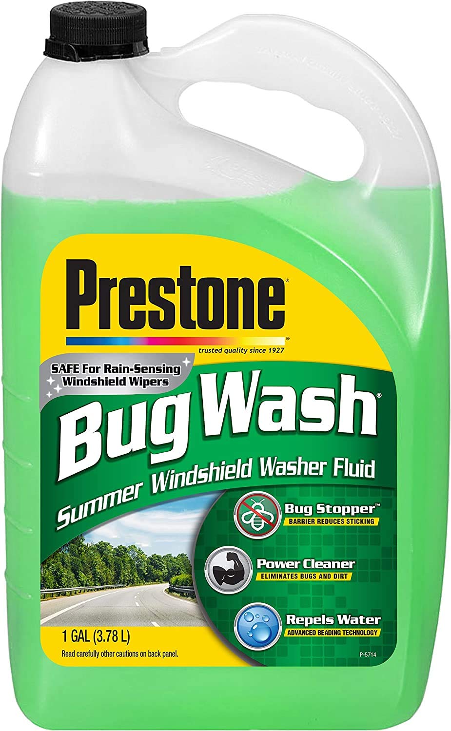 Prestone AS657 Bug Wash Windshield Washer Fluid - 1 Gallon, Pack of 12 | Heavy-Duty Bug Remover & Windshield Cleaner for Cars, Trucks & RVs | All-Season Protection for Road Trips & Off-Road Adventures