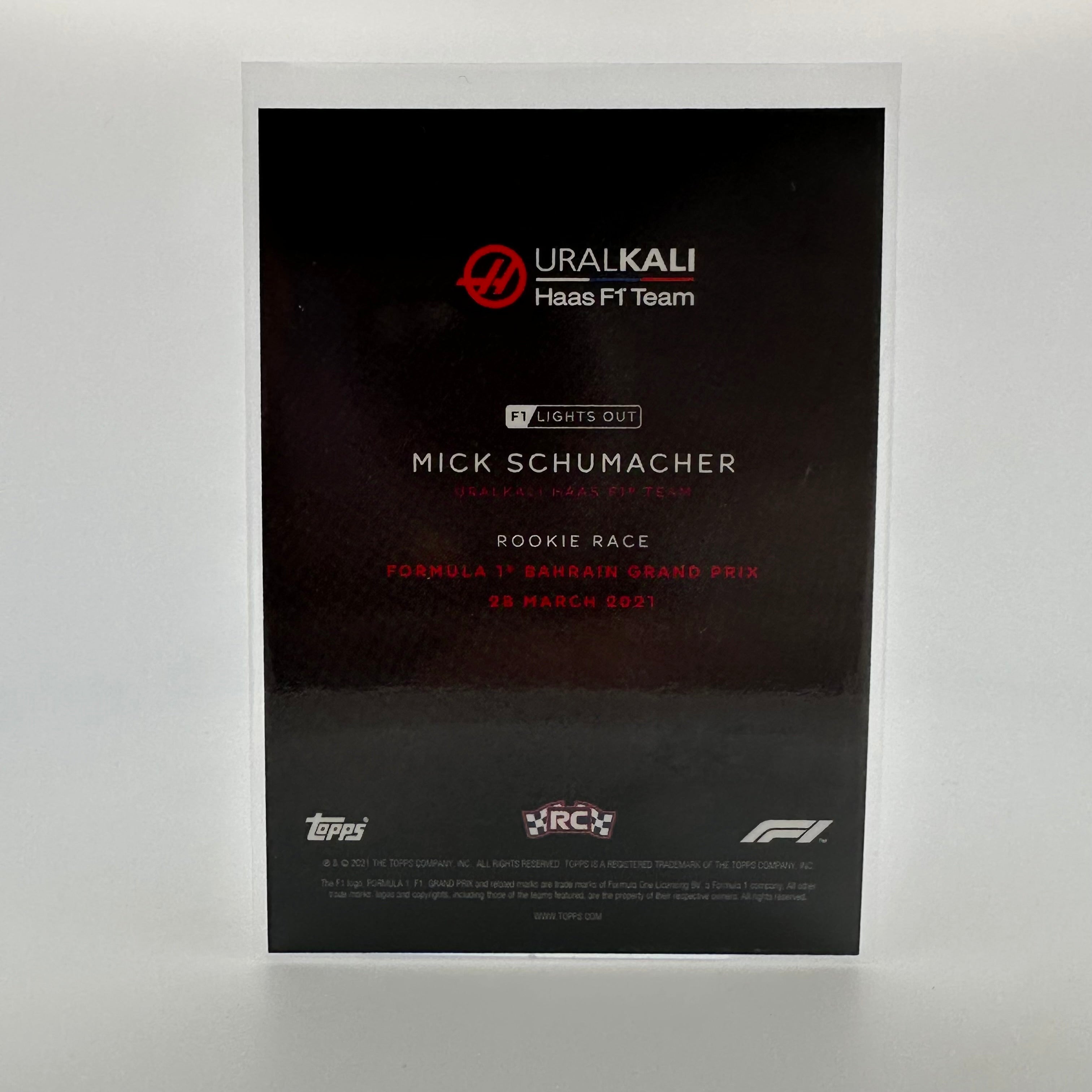 Mick Schumacher 13/25 Rookie Race Purple Parallel Card - Collectible Racing Memorabilia for Fans & Enthusiasts - Perfect for Display, Trading, and Gifting
