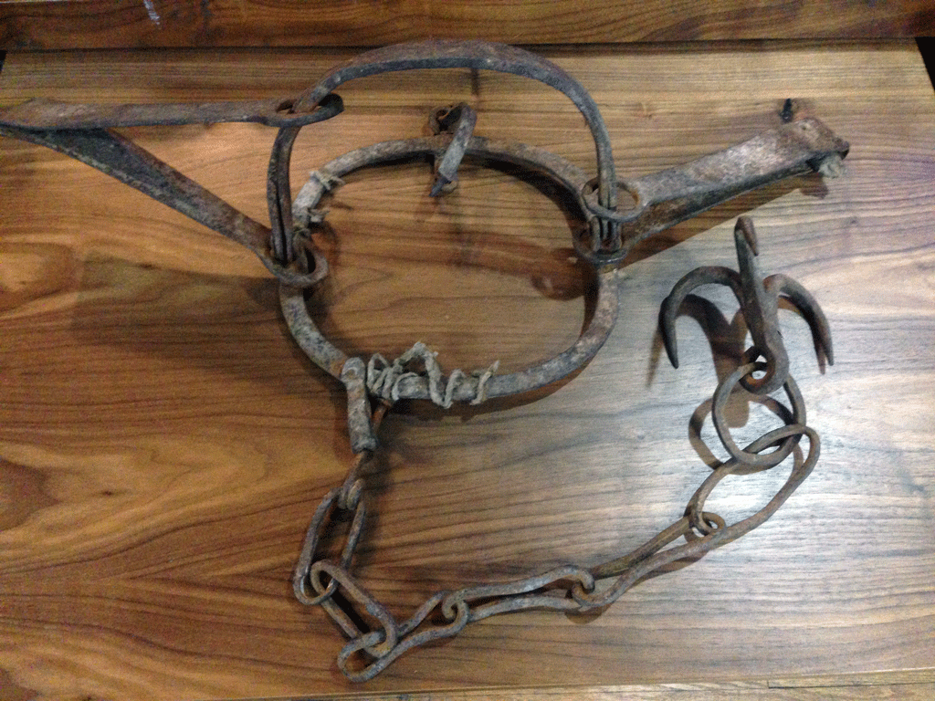 Vintage Hand-Forged European Steel Bear Foot Trap - 24
