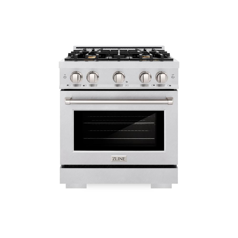 ZLINE 30-Inch 4.2 Cu. Ft. Dual Fuel Range - Gas Cooktop & Electric Convection Oven - Satin Stainless Steel with 4 Brass Burners (HDRS BR 30) - Perfect for Modern Kitchens, Home Chefs & Gourmet Cooking