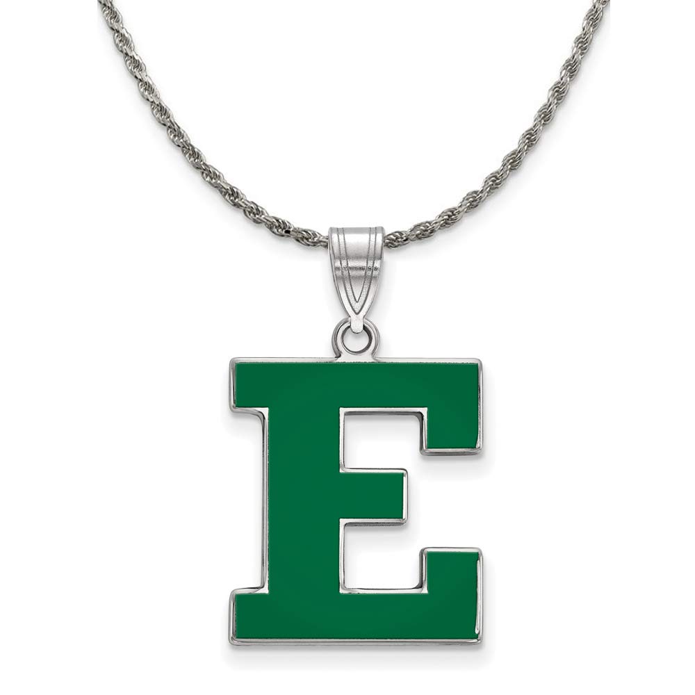 Eastern Michigan University Black Bow Silver Enamel Pendant Necklace - Perfect for Graduation Gifts, School Spirit & Alumni Pride