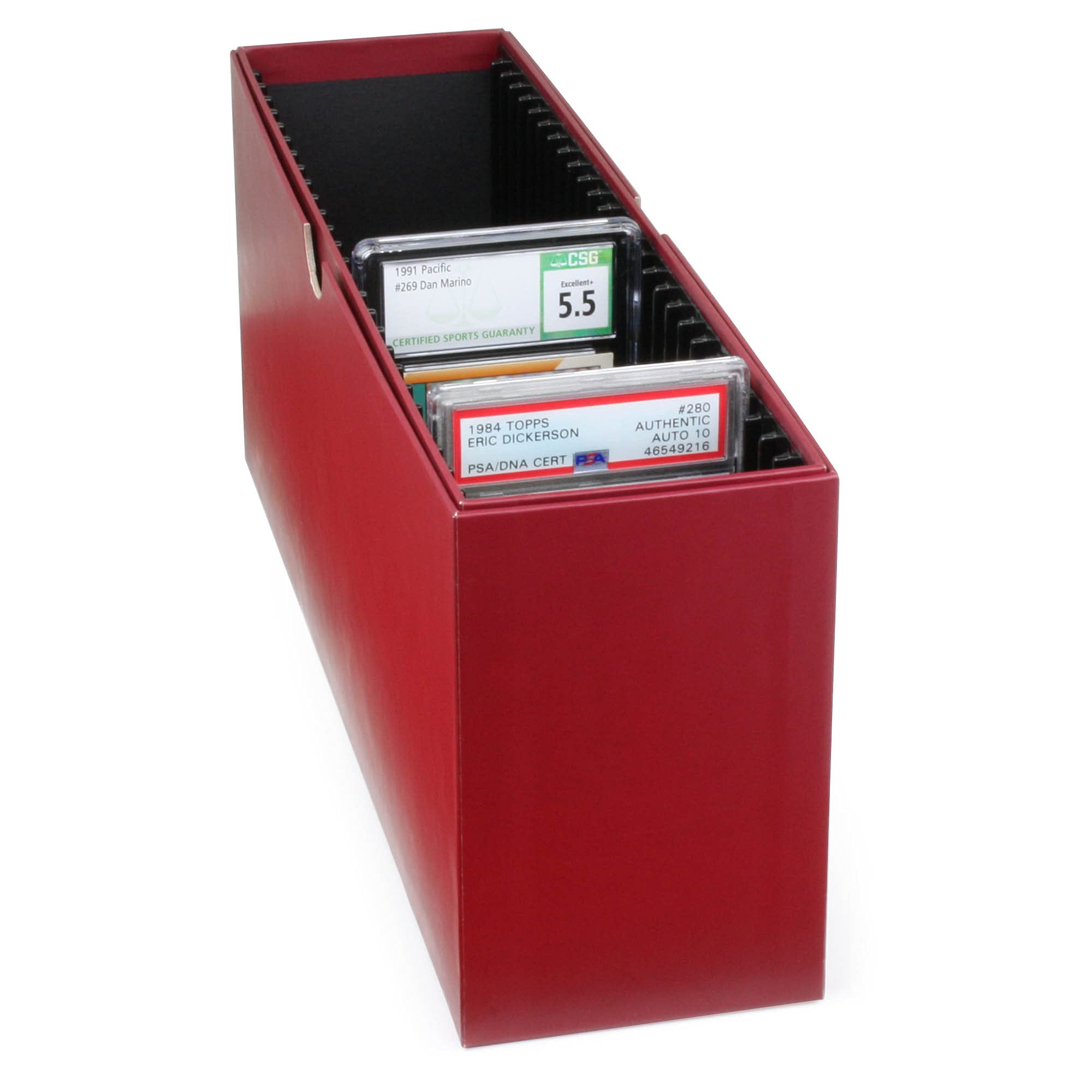 BCW Slotted Graded Card Storage Box - Holds 26 PSA, CSG, CGC, PCG Graded Slabs - Burgundy Trading Card Box for Sports Cards, Pokémon, TCG, Baseball - Secure Collectible Storage for Display & Organization