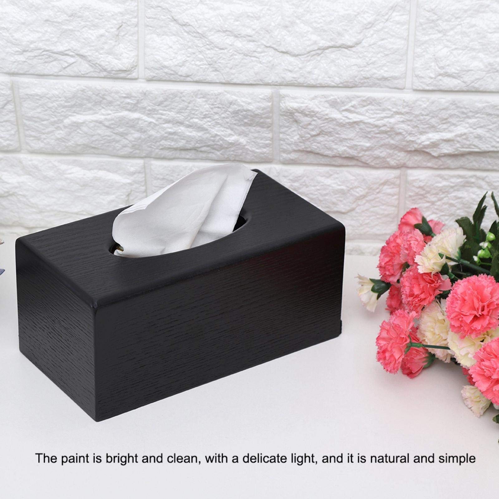 EVTSCAN Rectangular Wooden Tissue Box - Natural Elegance for Living Room, Bedroom, Kitchen | Stylish Home Decor & Practical Storage (Black) - Perfect for Sofa Side Tables, Nightstands, and Bathroom Countertops