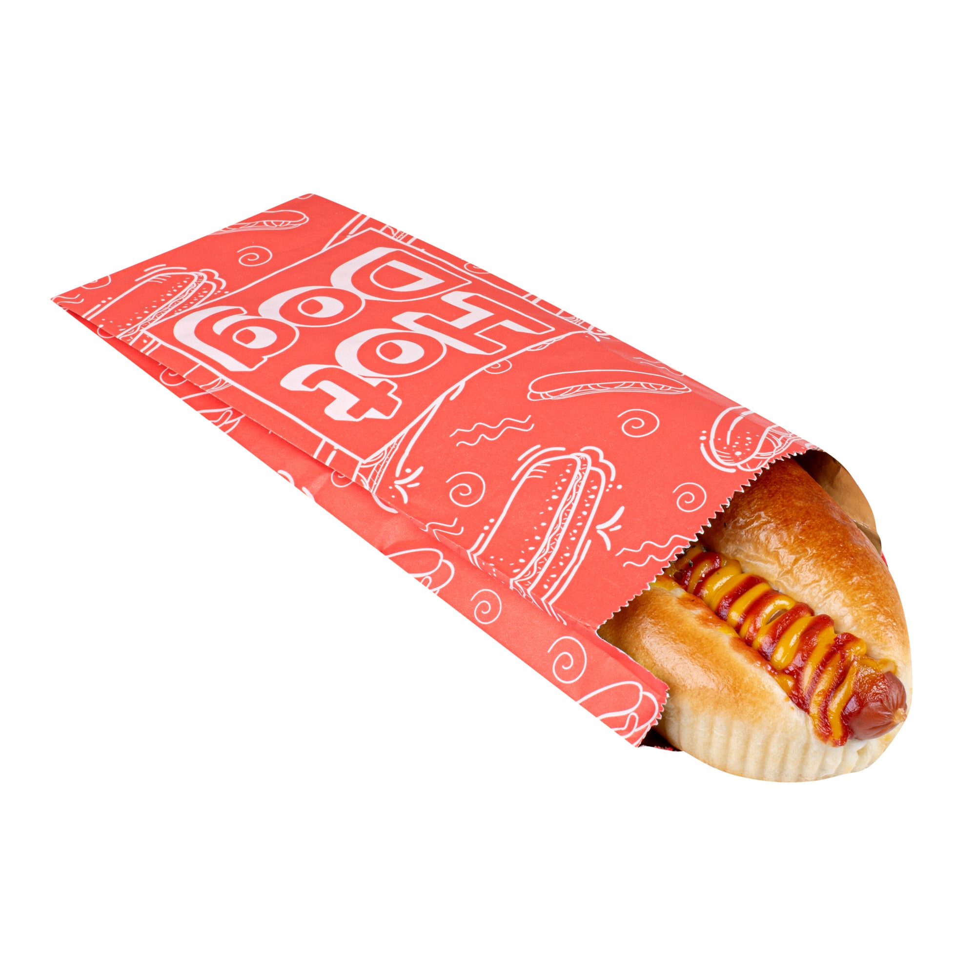 Red Printed Small Hot Dog Foil Bags - 3.75