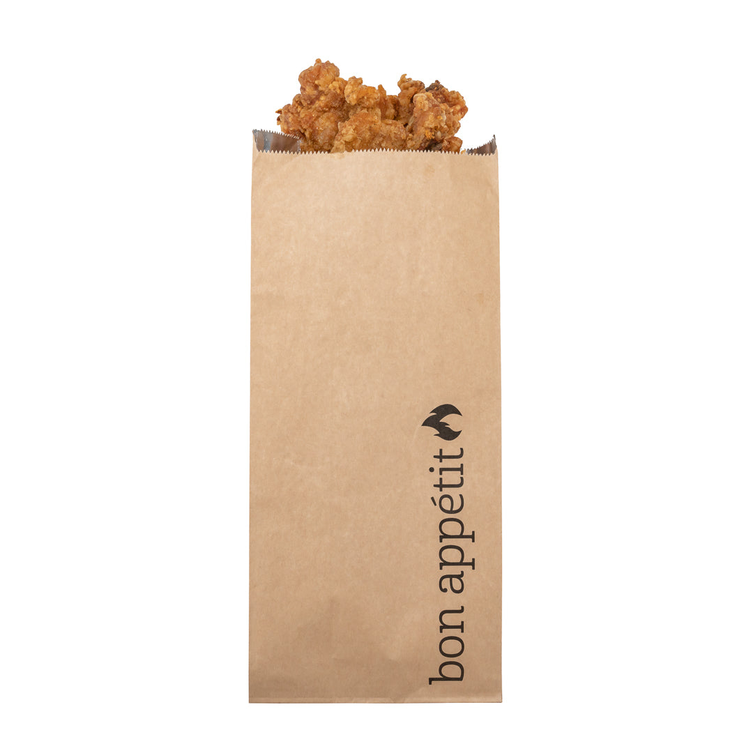 Eco-Friendly Kraft Paper Foil Bags with Bon Appetit Print - 1/2 Gallon Size (6.5